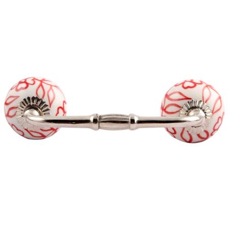 Red Leaf Floral Ceramic Bridge Handle